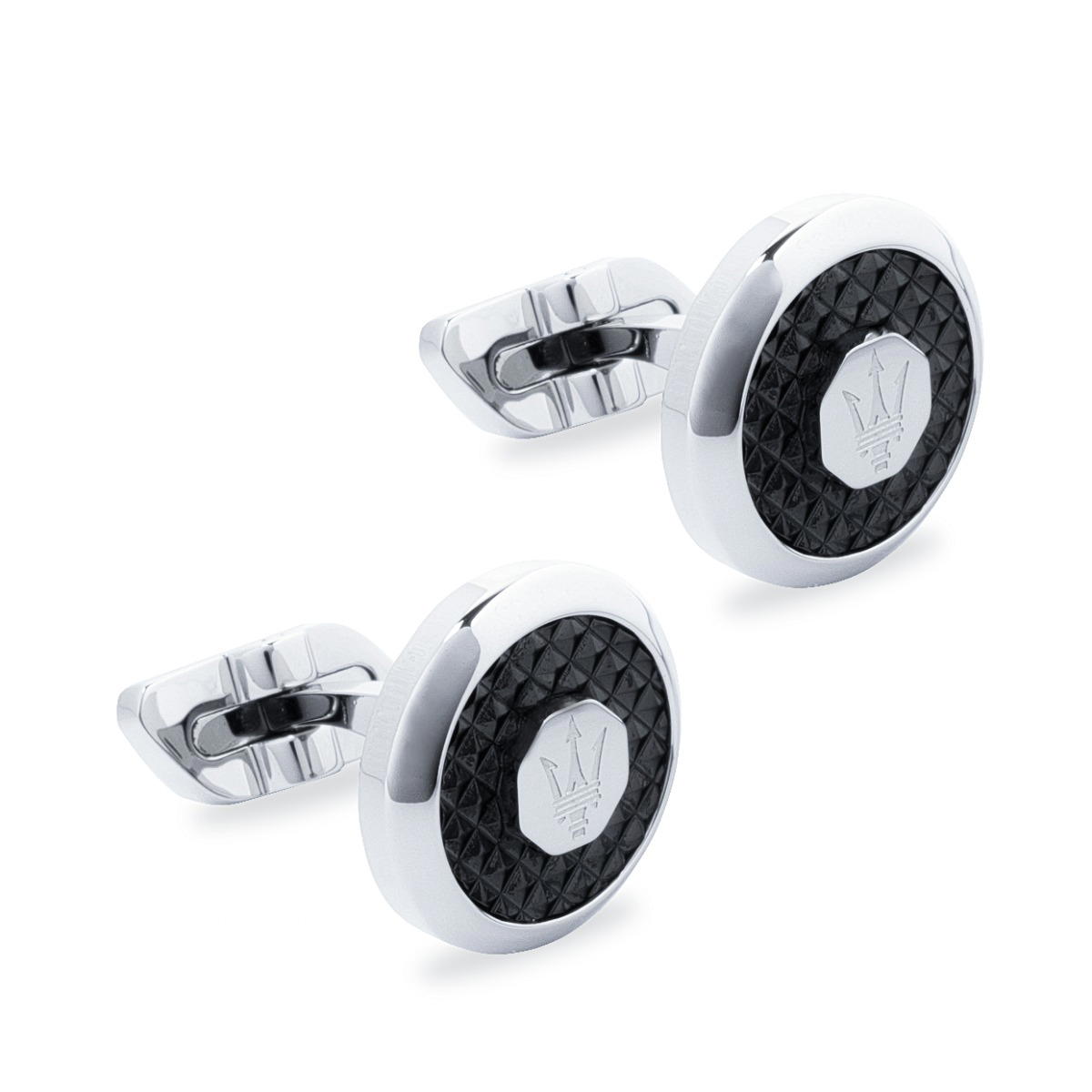 Maserati cufflink for gent steel black ,Silver 
