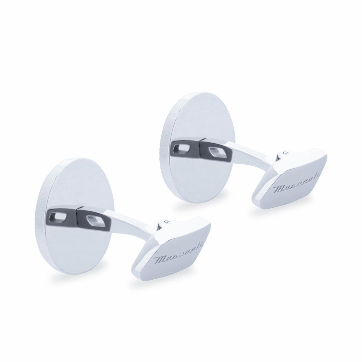 Maserati cufflink for gent steel black ,Silver 