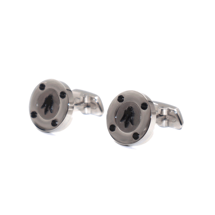 Maserati cufflink for gent steel silver with logo