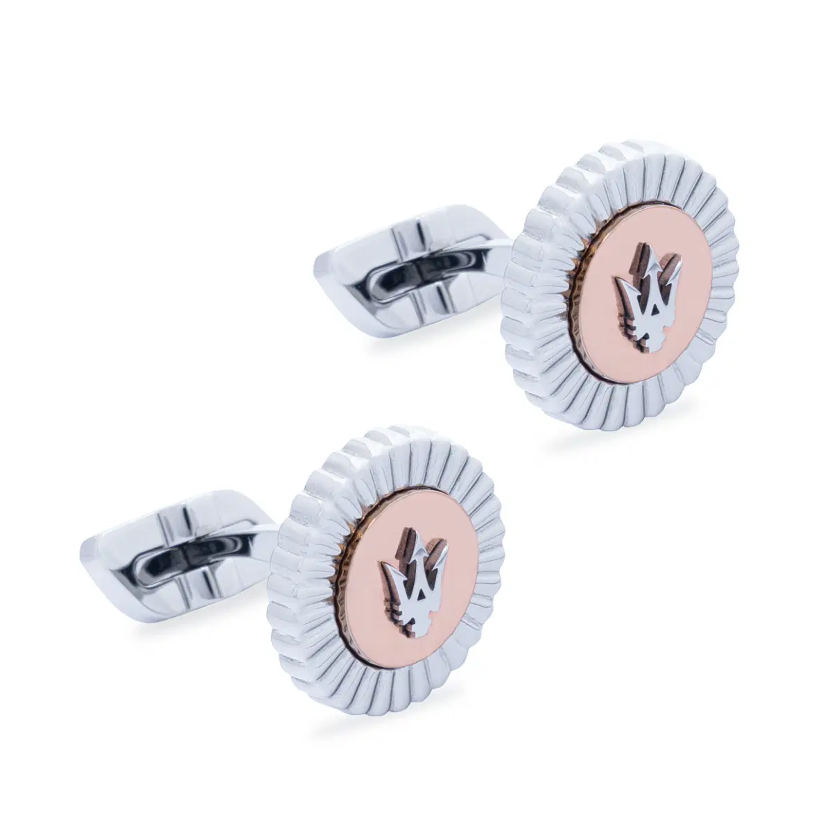 Maserati logo cufflink for men steel silver , Rose gold