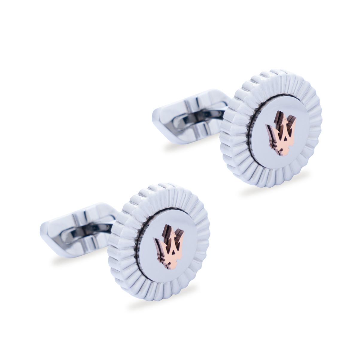 Maserati Rose gold logo cufflink for men with silver 