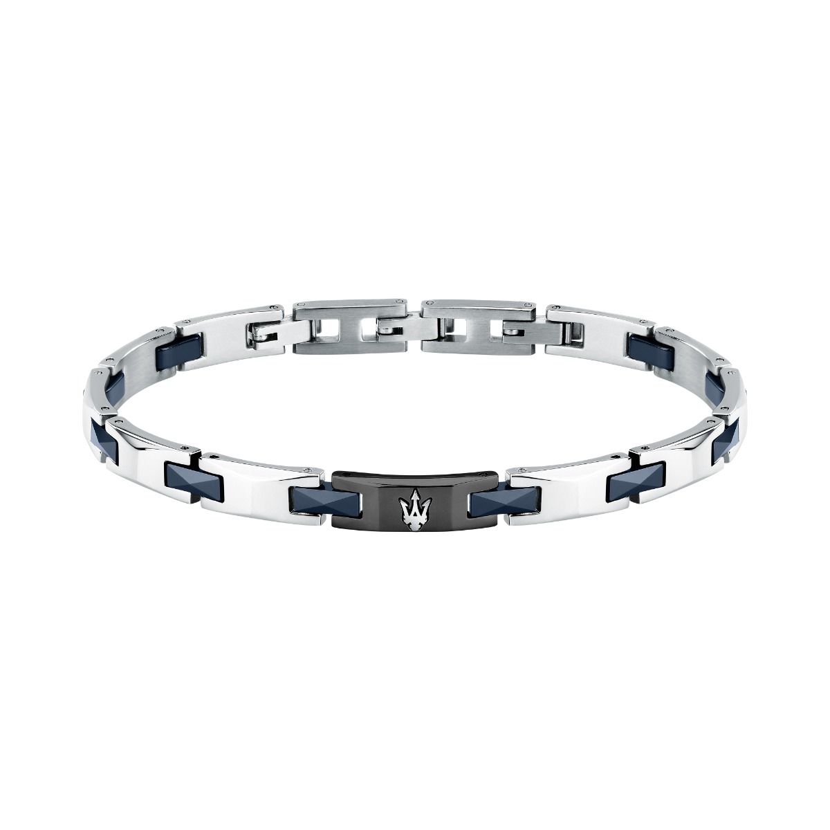 Maserati Men's Bracelet – Steel with Black & Blue Accents