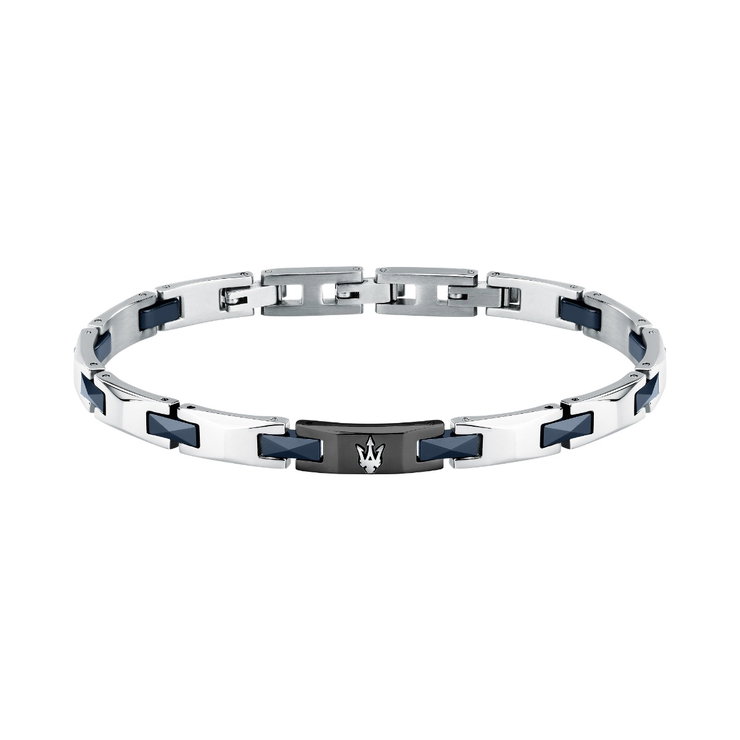 Maserati Men's Bracelet – Steel with Black & Blue Accents