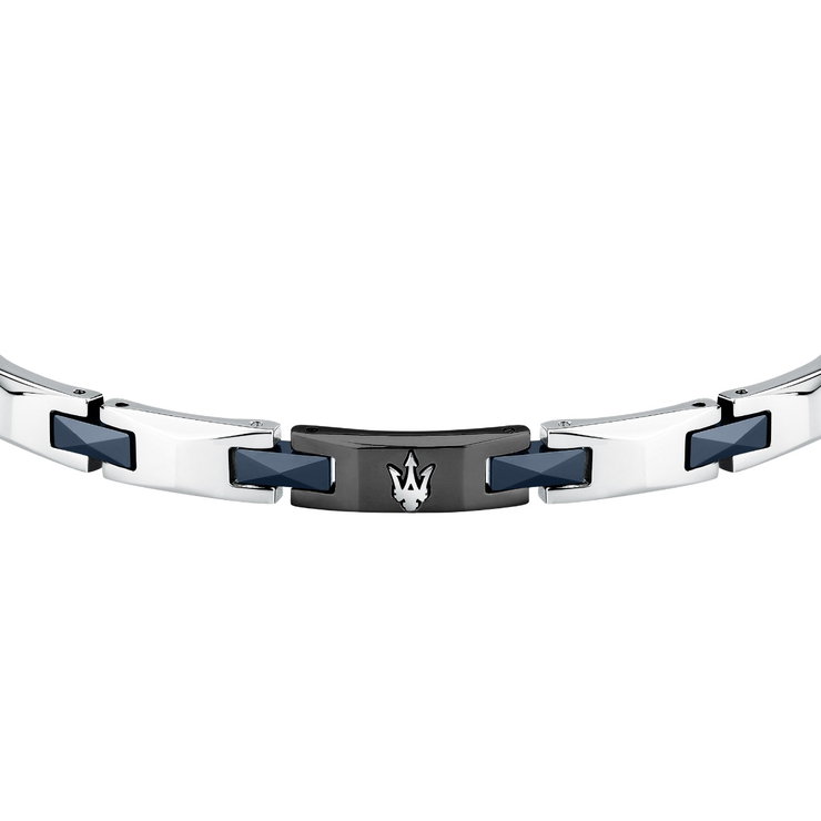 Maserati Men's Bracelet – Steel with Black & Blue Accents