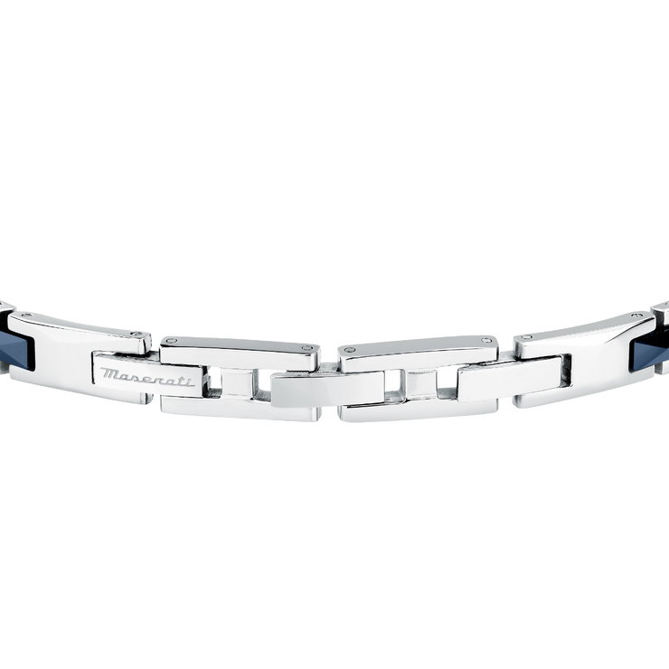 Maserati Men's Bracelet – Steel with Black & Blue Accents