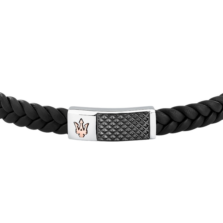 Maserati Men’s Leather Bracelet - Black Braided Leather