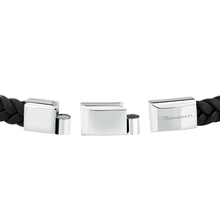 Maserati Men’s Leather Bracelet - Black Braided Leather