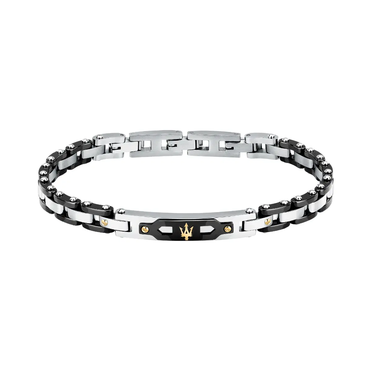 Maserati Men's Bracelet - Steel with Black Accents & Gold