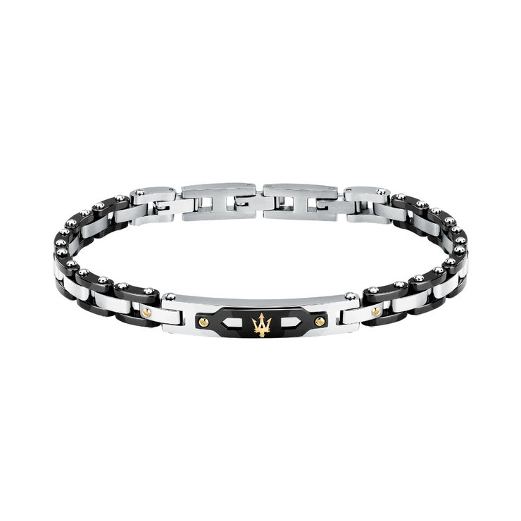 Maserati Men's Bracelet - Steel with Black Accents & Gold