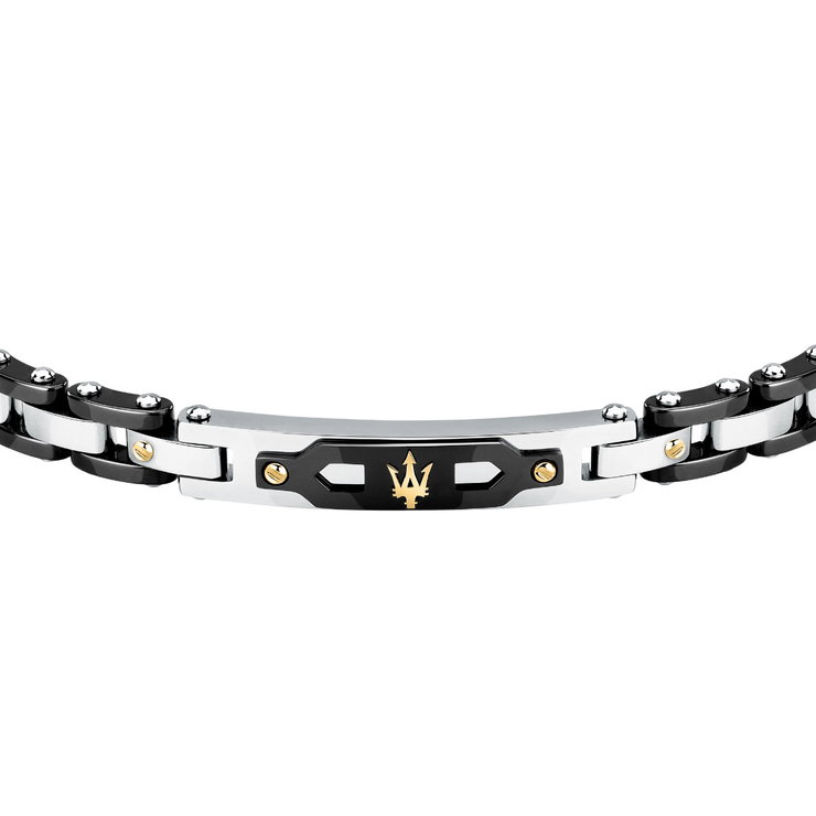 Maserati Men's Bracelet - Steel with Black Accents & Gold