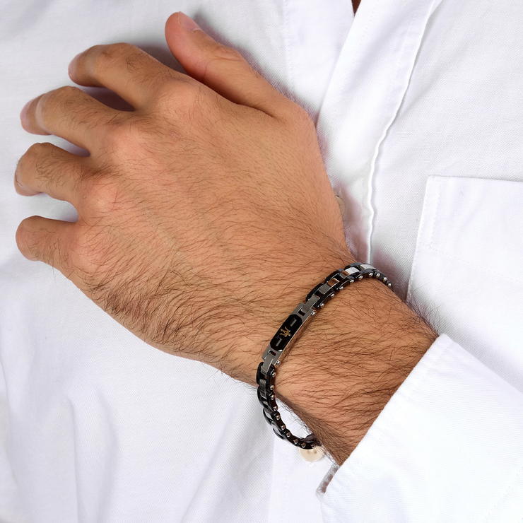 Maserati Men's Bracelet - Black Accents & Gold