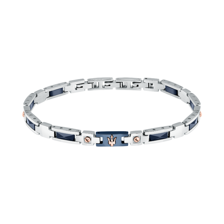 Maserati bracelet for gent steel silver with blue ceramic