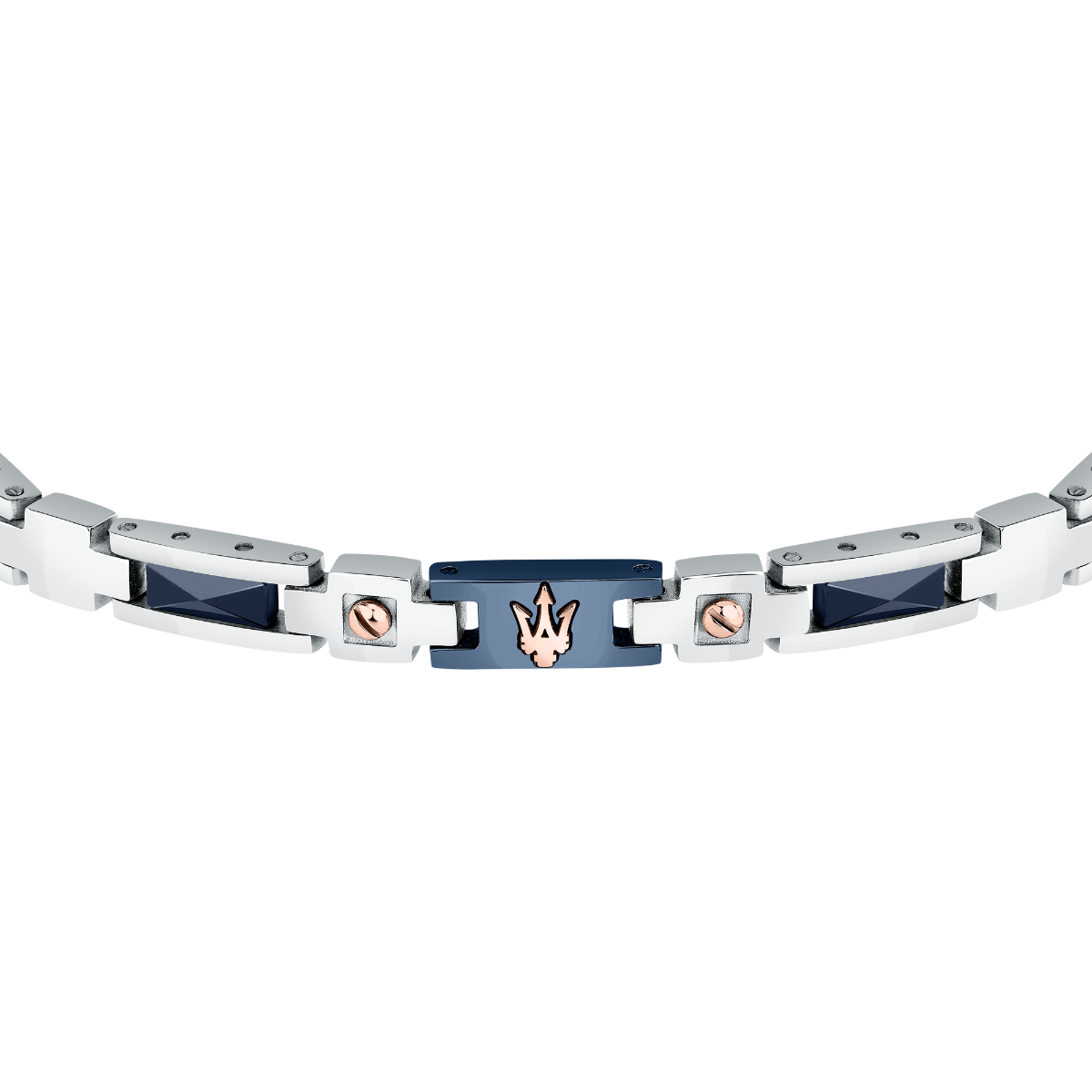 Maserati bracelet for gent steel silver with blue ceramic