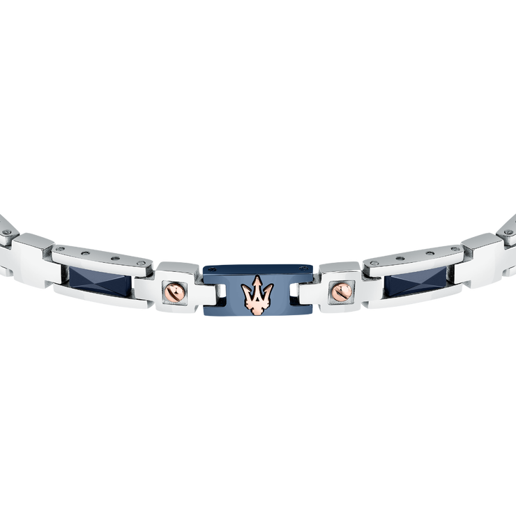 Maserati bracelet for gent steel silver with blue ceramic