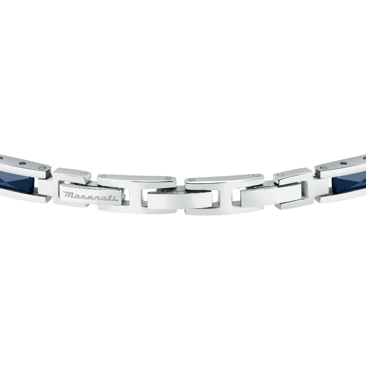 Maserati bracelet for gent steel silver with blue ceramic
