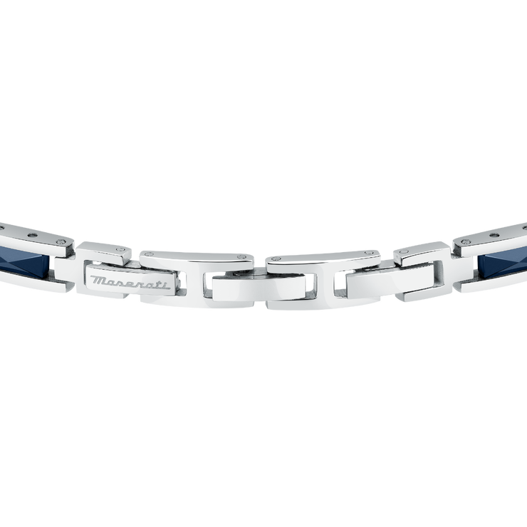 Maserati bracelet for gent steel silver with blue ceramic