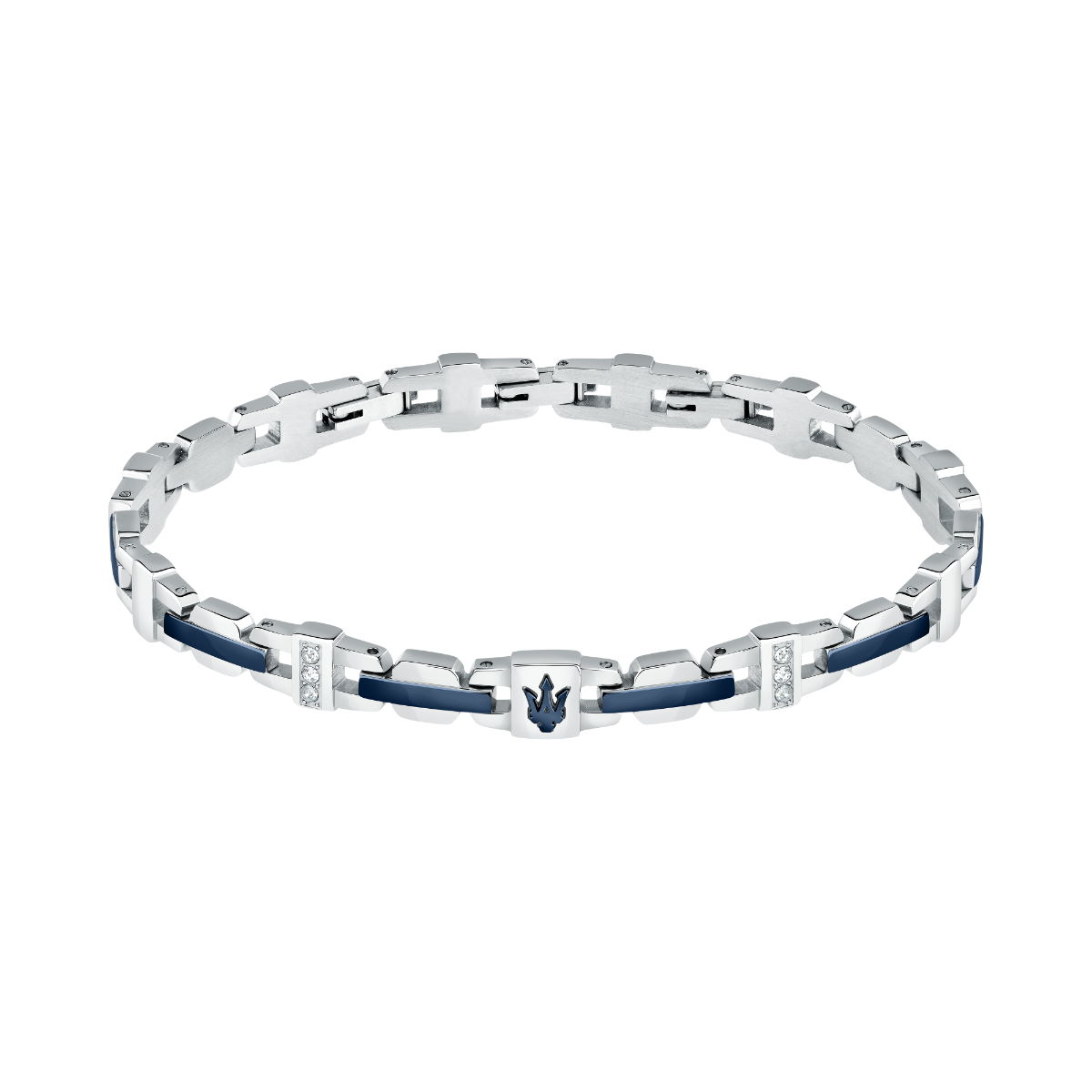 Maserati Men logo bracelet steel silver , Blue size 18cm