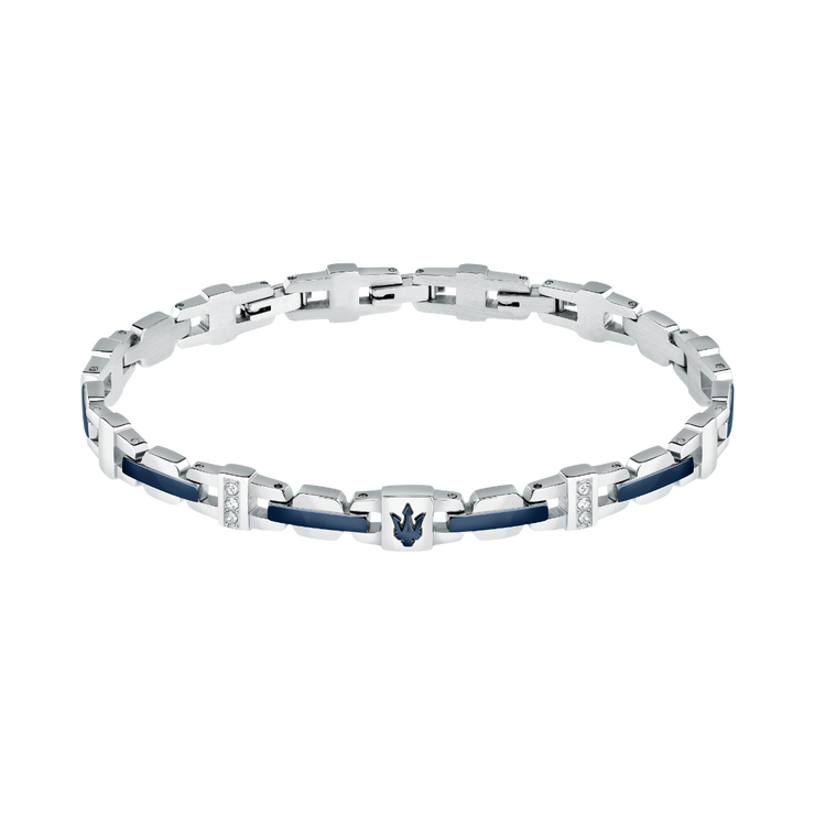 Maserati Men logo bracelet steel silver , Blue size 18cm
