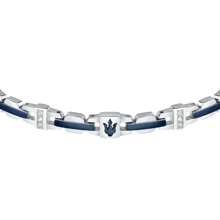 Maserati Men logo bracelet steel silver , Blue size 18cm
