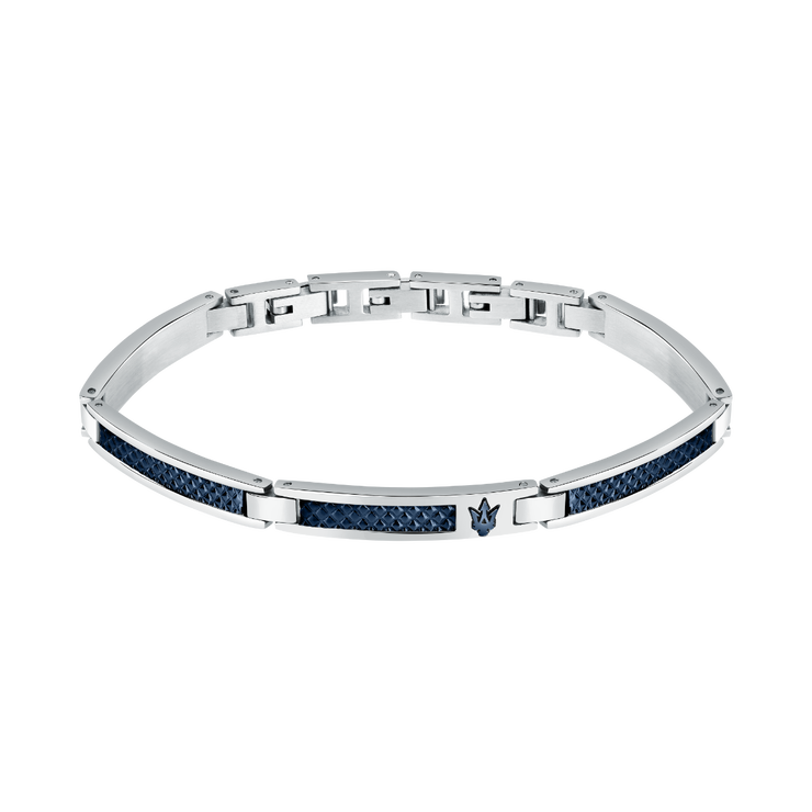 Maserati Men logo print bracelet silver , Blue size 18cm