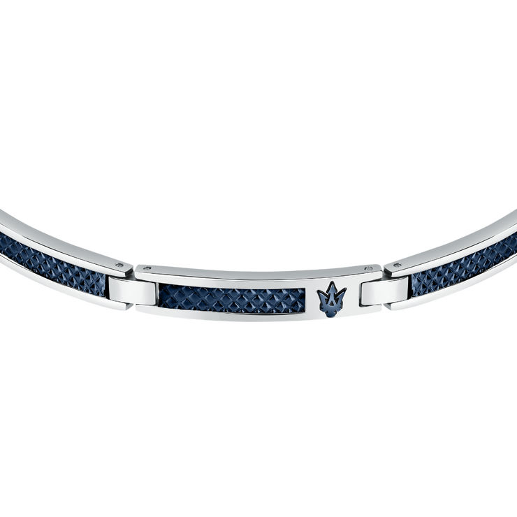Maserati Men logo print bracelet silver , Blue size 18cm