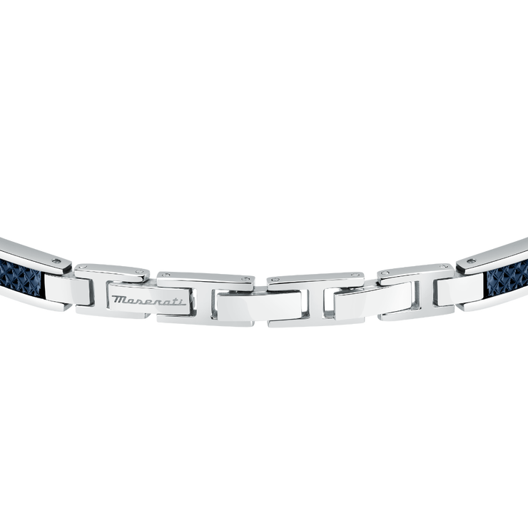 Maserati Men logo print bracelet silver , Blue size 18cm