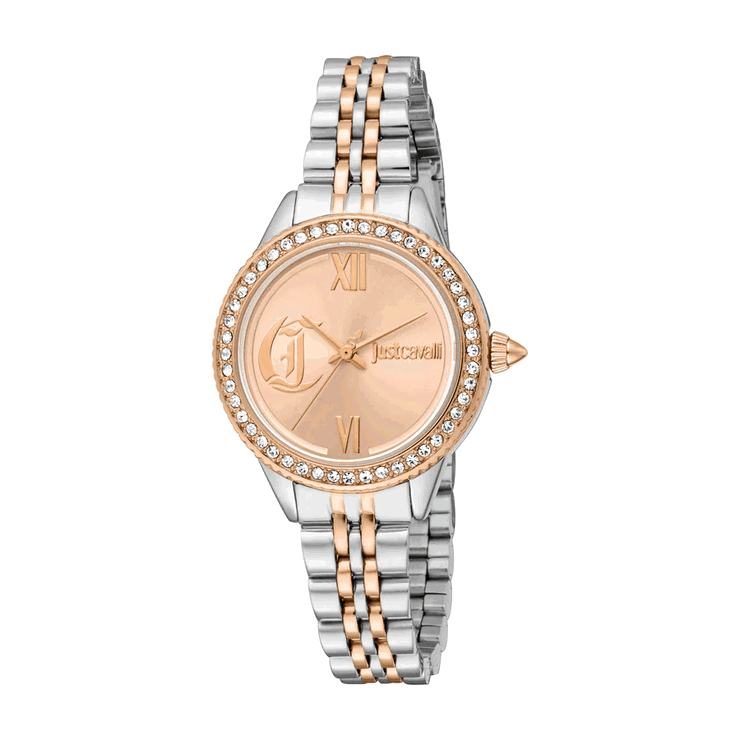 ساعة يد جلام شيك من جست كافالى للنساء استيل لون فضى و نحاسى    