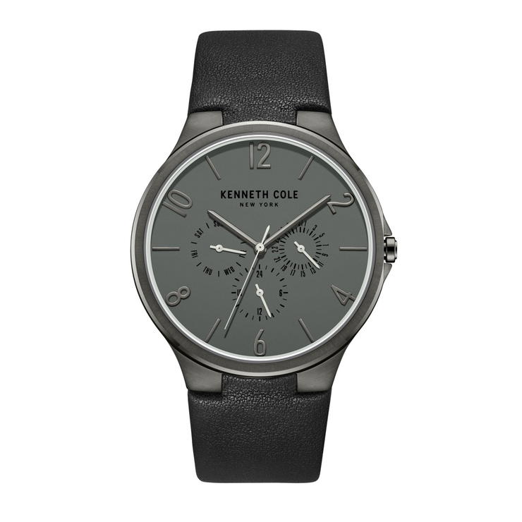 Kenneth Cole New York Men Watch Black Leather 