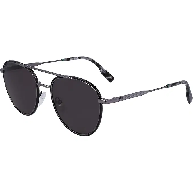 Lacoste Men's Aviator Sunglasses with Black Lenses 