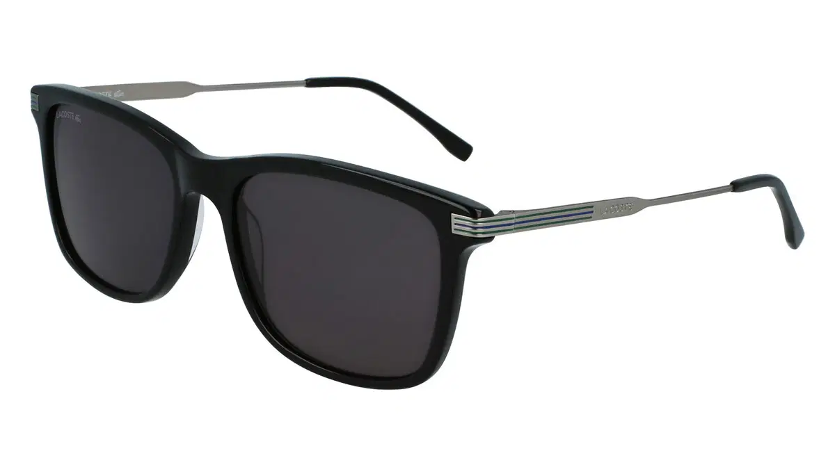 Lacoste Black Square Sunglasses for Men – Striped Metal 