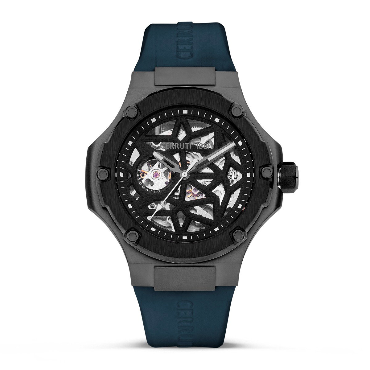 Cerruti 1881 Lucardo Men's Automatic Skeleton Watch Blue