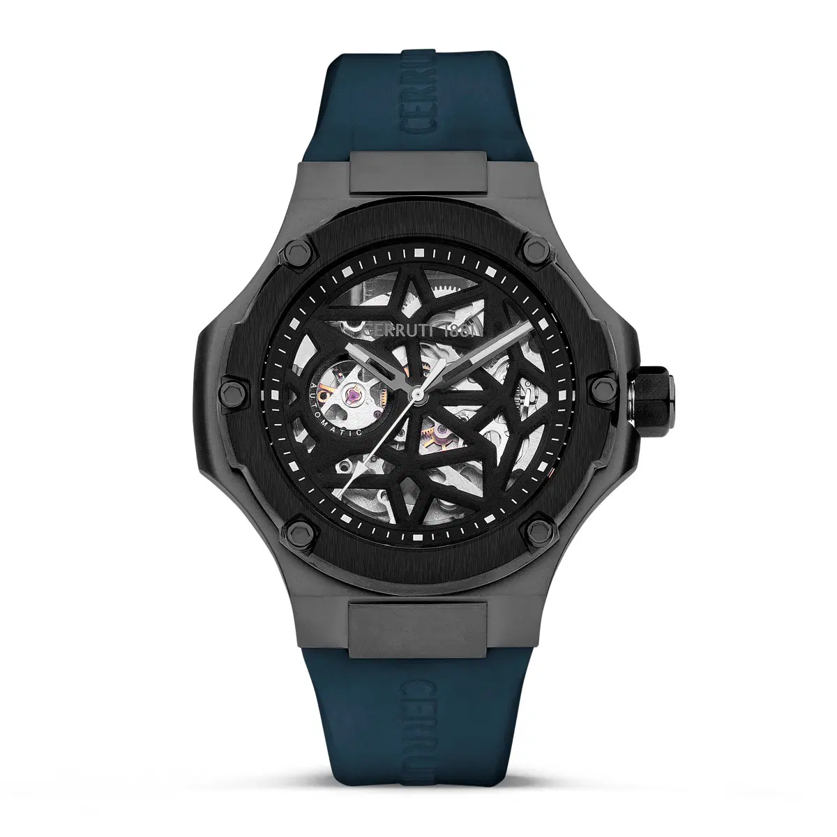 Cerruti 1881 Lucardo Men's Automatic Skeleton Watch Blue