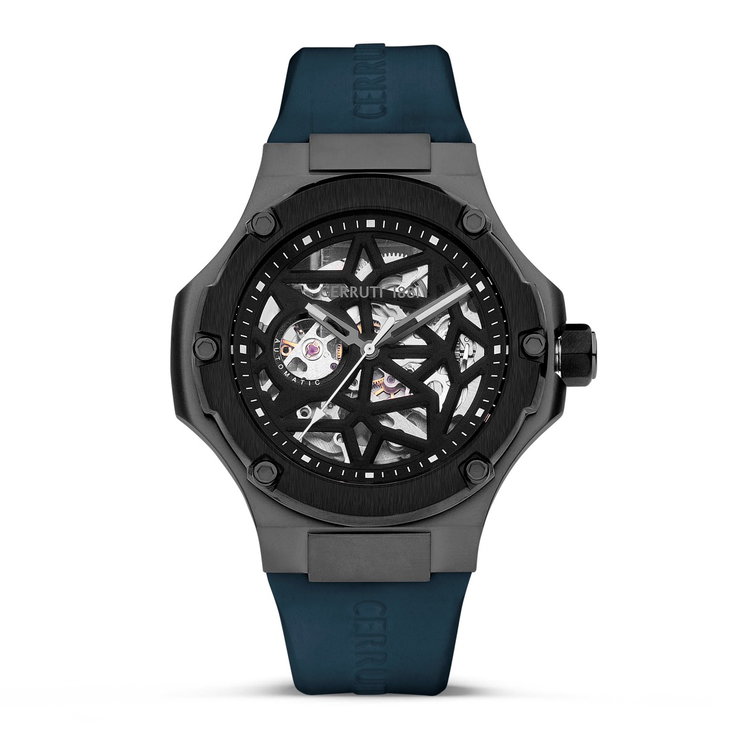 Cerruti 1881 Lucardo Men's Automatic Skeleton Watch Blue