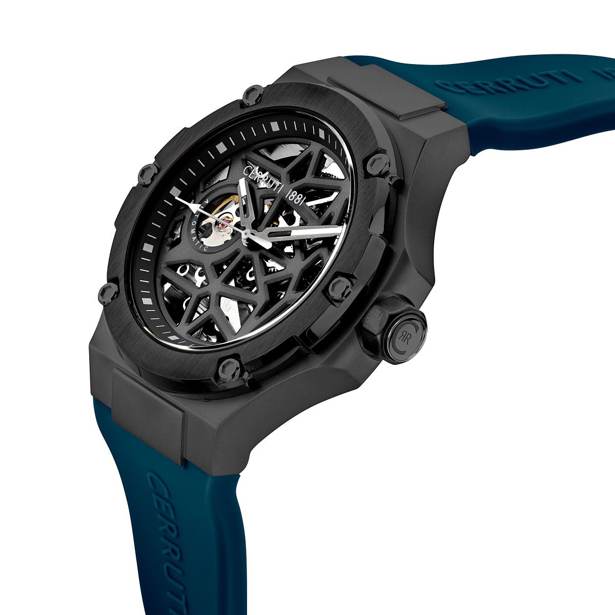 Cerruti 1881 Lucardo Men's Automatic Skeleton Watch Blue