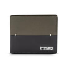 محفظه من ميشيل هيربلين للرجال جلد لون زيتى وبنى 8 بطاقات 