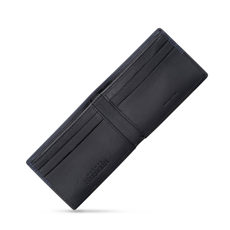 Michel Herbelin Small Slim Wallet Navy Black 4 Cards