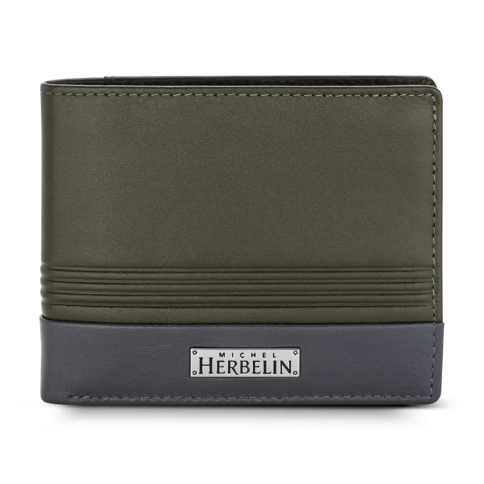 Michel Herbelin Slim Wallet Olive Stone 8 Cards