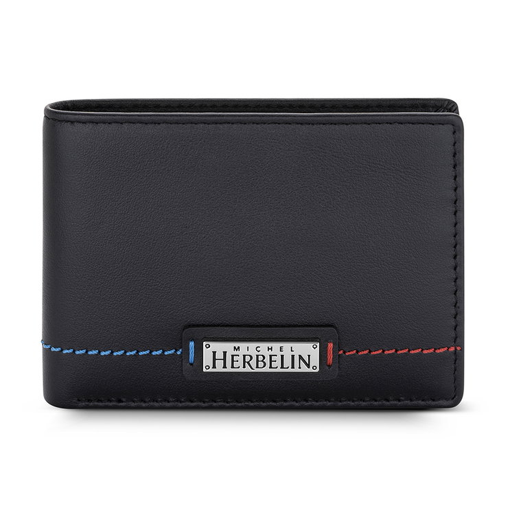 Michel Herbelin Small Slim Wallet Black For Men 4 Cards