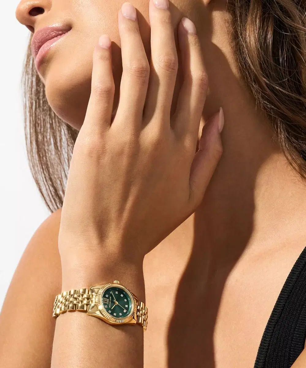 Michael Kors Lexington Ladies Gold Tone Watch Green Dial