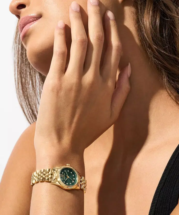 Michael Kors Lexington Ladies Gold Tone Watch Green Dial