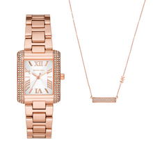 طقم ساعة يد ايميرى من مايكل كورس للنساء لون روز قولد