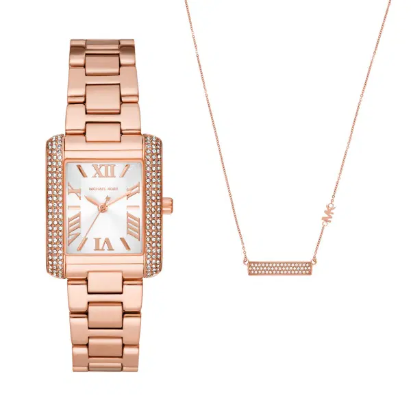 Michael Kors Emery Three-Hand Rose Gold-Tone Watch Set