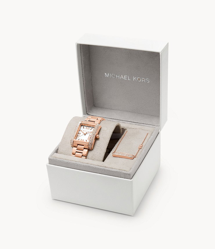 Michael Kors Emery Three-Hand Rose Gold-Tone Watch Set