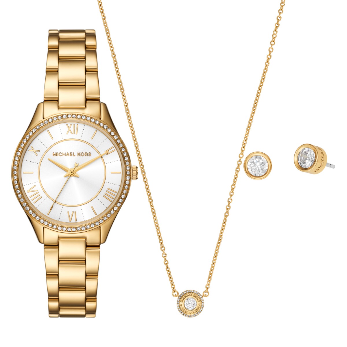 Michael Kors Women's Gold Watch Set - Necklace & Earrings