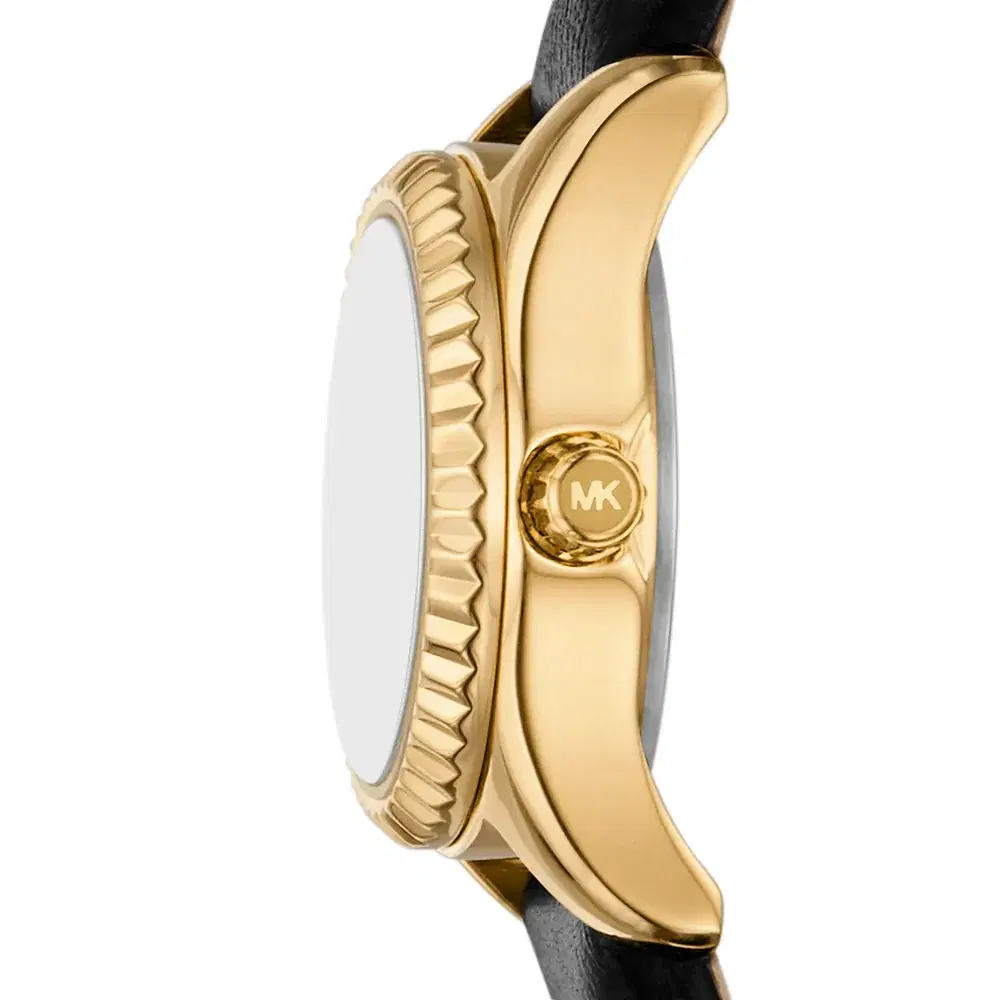 Michael Kors Lexington Women's Gold Dial Black Leather Watch