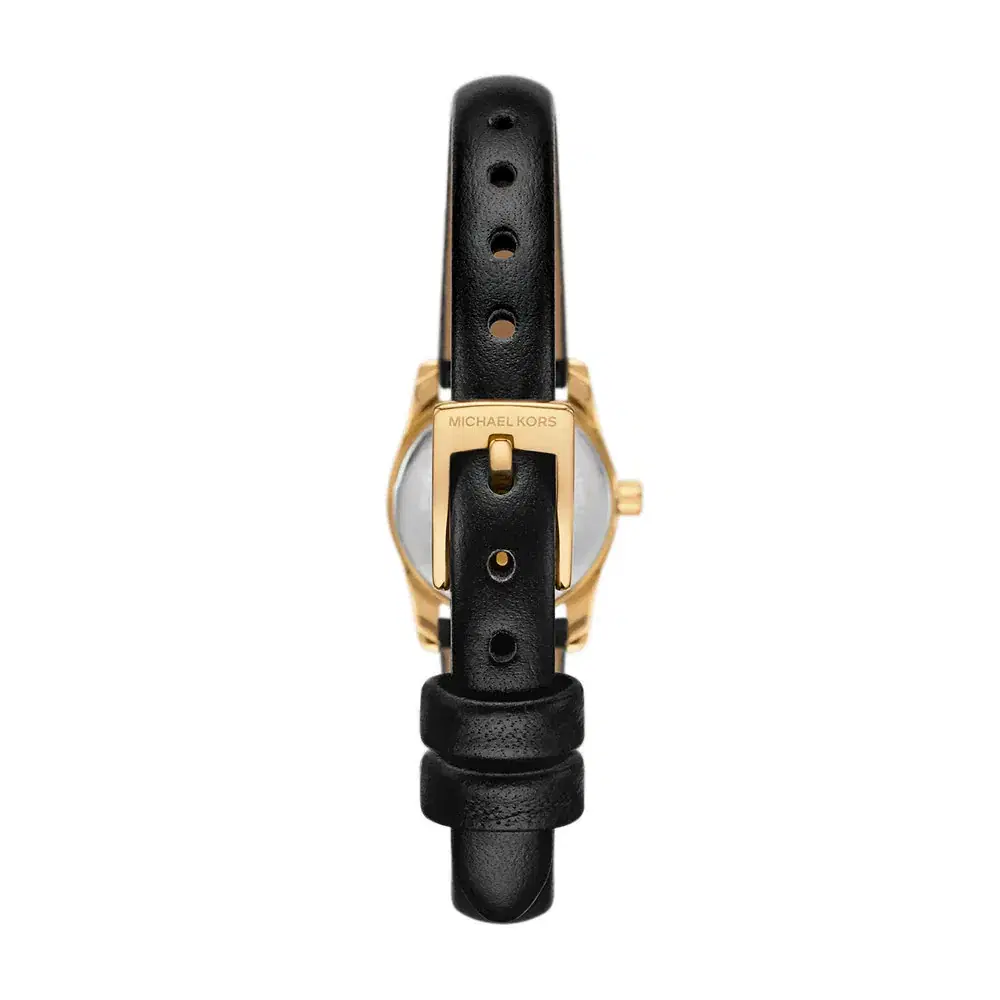 Michael Kors Lexington Women's Gold Dial Black Leather Watch