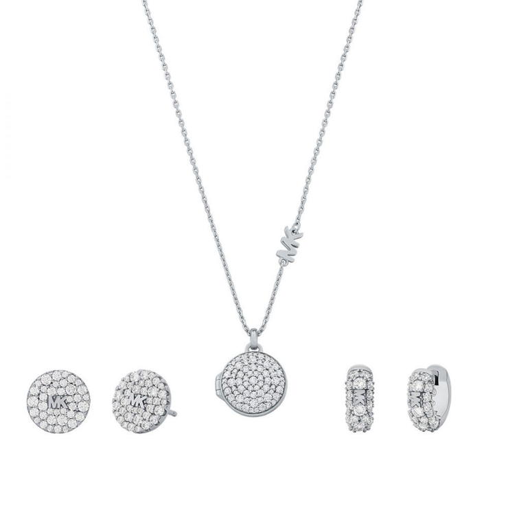 Michael Kors 925 Sterling Silver Necklace And Earrings Gift set