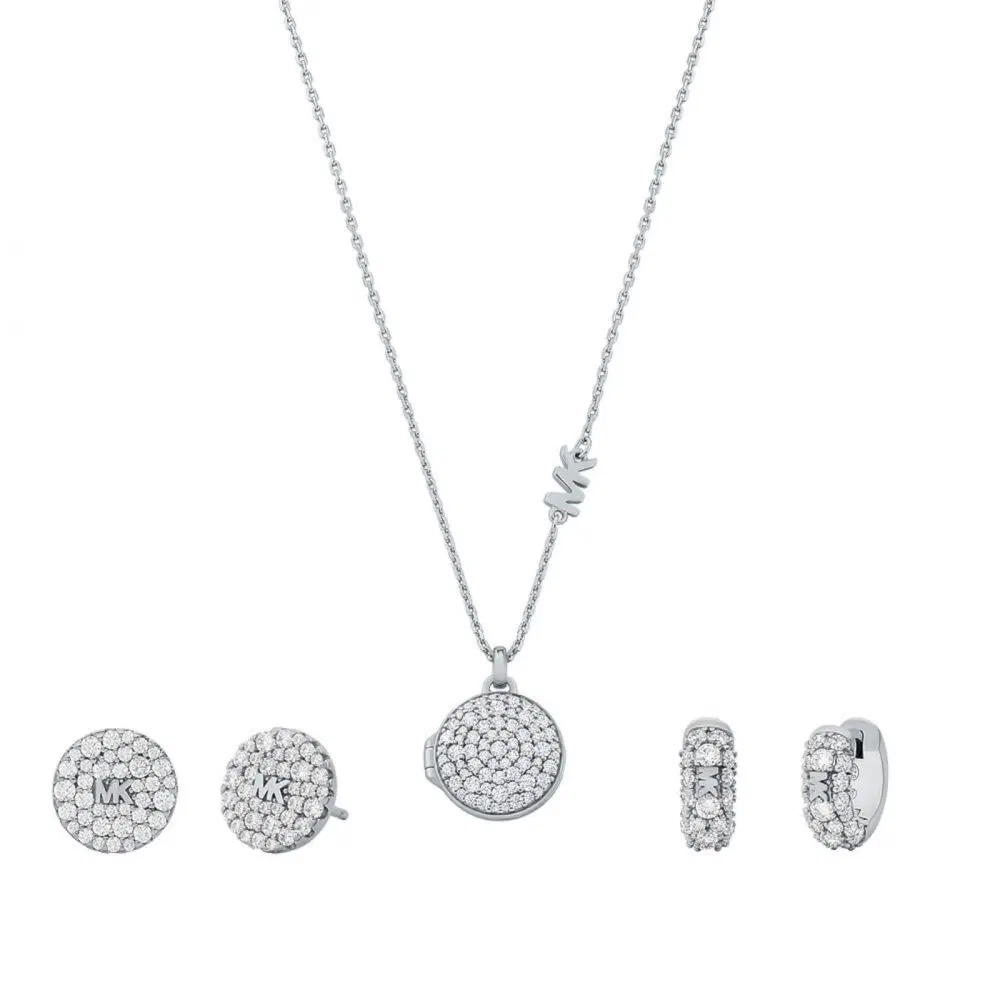 Michael Kors 925 Sterling Silver Necklace And Earrings Gift set