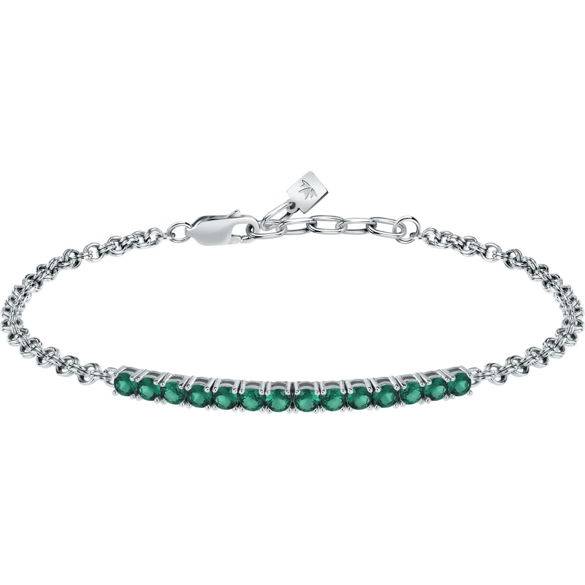 Morellato TENNIS bracelet for men silver , Green Zircon