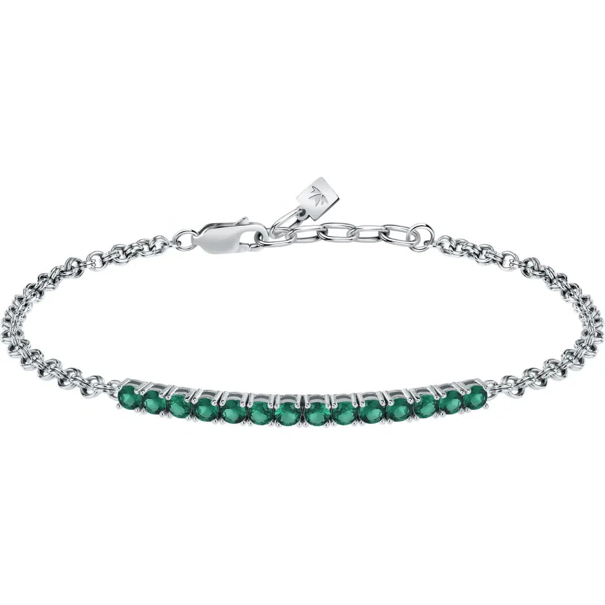 Morellato TENNIS bracelet for men silver , Green Zircon
